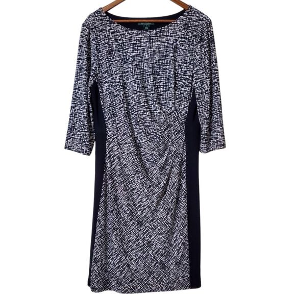 Lauren Ralph Lauren Sheath Dress Size 16 Printed Slimming Office Career Womens - Picture 1 of 10